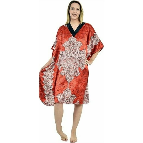 Up2date Fashion's Women's Satin Short Caftan / Kaftan, Sandy Cocktail Animal Print, Style CShort-18