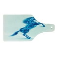 thumbnail image 2 of Horses Cutting Board, Gallop Animal Motif Rearing up Blazing Devilish Moving Freely Theme Print, Tempered Glass Cutting and Serving Board, Wine Bottle Shape, Dark Blue and White, by Ambesonne, 2 of 5