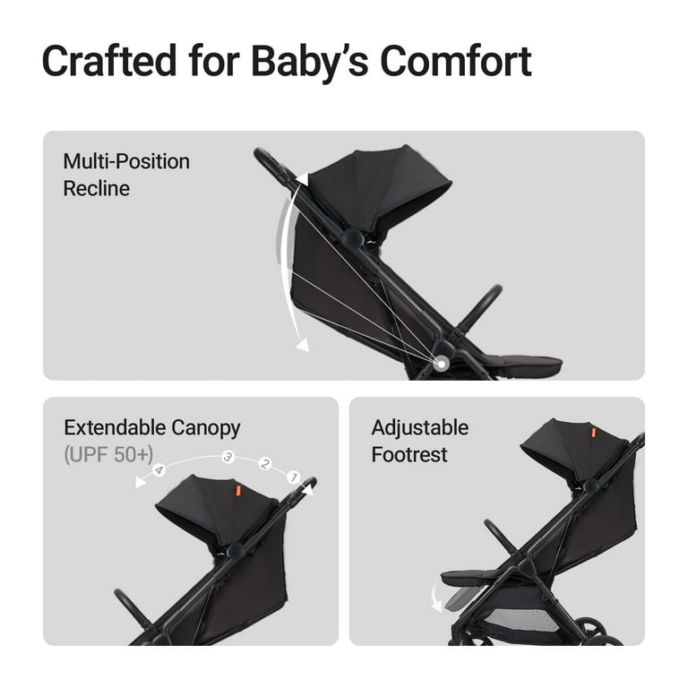 Mamazing Air Lite Travel Stroller, Black，Lightweight Compact One
