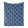thumbnail image 1 of Folk Soft Flannel Fleece Throw Blanket, Abstract Blue Tone Monochrome Design Tribal Ornament, Cozy Plush for Indoor and Outdoor Use, 50" x 60", Blue Grey Night Blue, by Ambesonne, 1 of 5