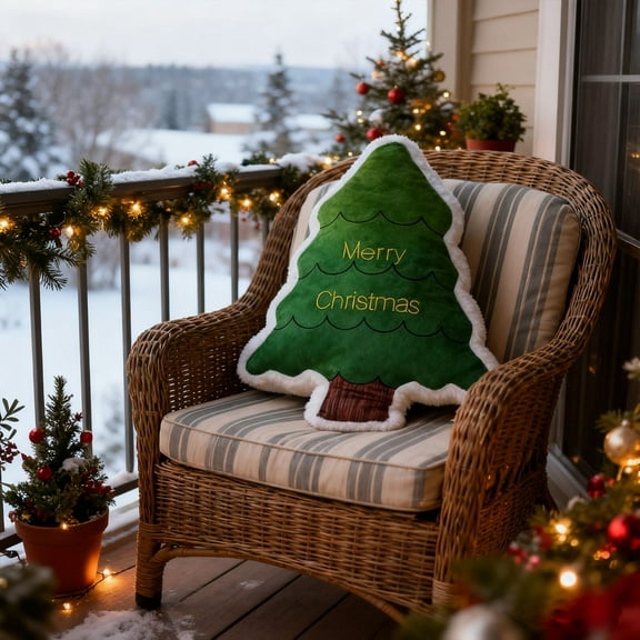 RICHMJ Christmas Tree Plush Pillow Decoration, 19.69×13.78 Inch Soft Festive Toy, Cartoon Christmas Tree Design Warm Cozy, for Bedroom Sofa Living Room Holiday Gift DecorB