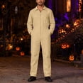 thumbnail image 6 of Mens Solid Color Coveralls Collared Long Sleeve Zip Up Utility Jumpsuits with Pockets Mechanic Workwear Boiler Suits, 6 of 8