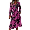 thumbnail image 2 of Dresses for Women V Neck Long Sleeve a Line Dresses Maxi Dress for Wedding Guest, Graduation, Party, 2 of 4