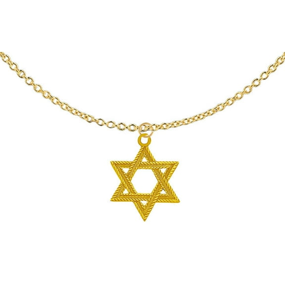 Jewish Jewelry, Antique 14KT Goldtone Star Of David On A  Adjustable Cable Chain Necklace. Will Fit Everyone, What A Wonderful Gift For Yourself Or Someone Special. A Great Bas/Bar Mitzvah Gift ©2024