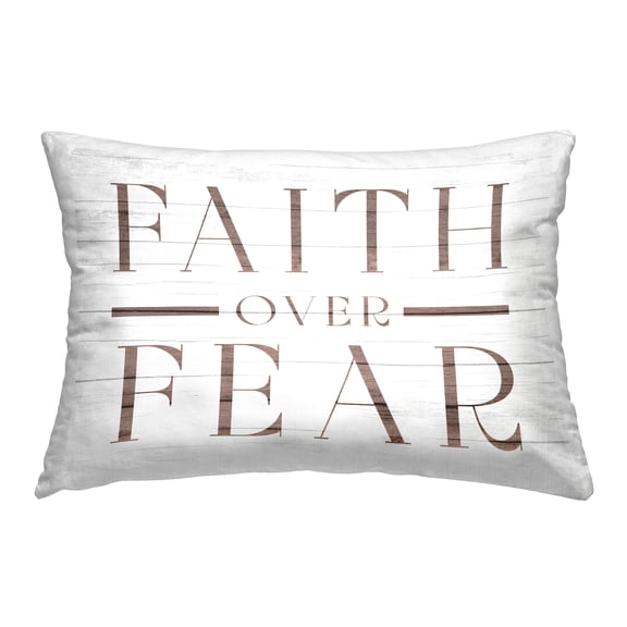 Stupell Industries Faith Over Fear Rustic Decorative Printed Throw Pillow Design by Lil' Rue