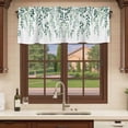 thumbnail image 6 of Green Leaves Curtain Valances for Windows, Kitchen Valance Window Treatments Panel 2 Pack, Modern Simple Country Spring Pastoral Vines Rod Pocket Short Curtains for Bathroom Bedroom 60 x 18 Inch, 6 of 8