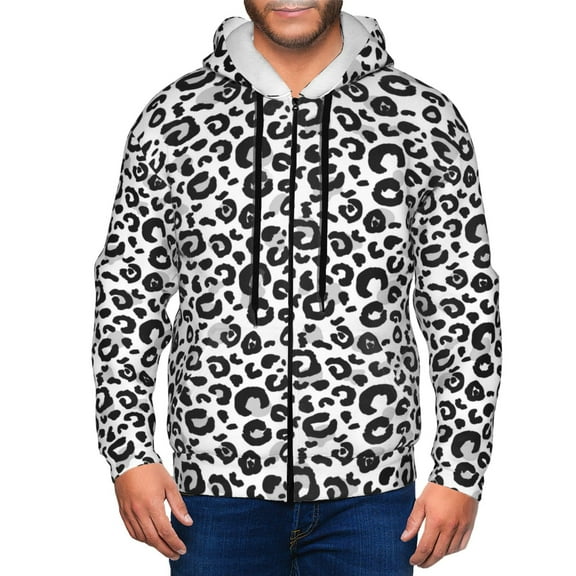 Zip Up Hoodies for Men - cool black grey Leopard print Long Sleeve Comfrt Men'S Fashion Hoodies & Sweatshirts, Jackets for Men Hoodies Pullover Clothing Clothes with Pouch