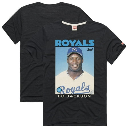 Men s Homage Bo Jackson Charcoal Kansas City Royals Topps Baseball Card Tri-Blend T-Shirt