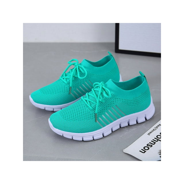 UKAP Ladies Trainers Round Toe Sneakers Solid Color Flats Women's Comfortable Blue 10