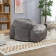 thumbnail image 3 of Faux Fur Bean Bag Chair Lazy Sofa Bean Bag Chair Adult, Teen High Density Foam Padded Modern Accent Chair Comfortable Living Room, Bedroom Chair (Grey), 3 of 7
