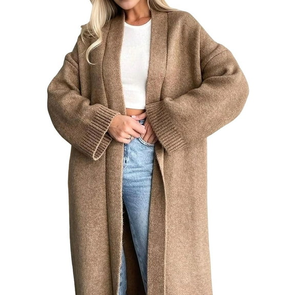 Women'S Long Cardigan Sweaters Chunky Open Front Oversized Slouchy Knit Fall Trendy Coatigan Jackets Camel Color S