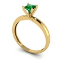thumbnail image 2 of 0.5 ct Princess Cut Simulated Emerald Solitaire Engagement Ring for Women in 18K Yellow Gold, 2 of 5