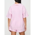 thumbnail image 5 of Biezeib Women's 2 Piece Lounge Set, Lapel Neck Short Sleeve Button Down Striped Tops + Elastic Waist Shorts Pajama Outfits for Summer, 5 of 6