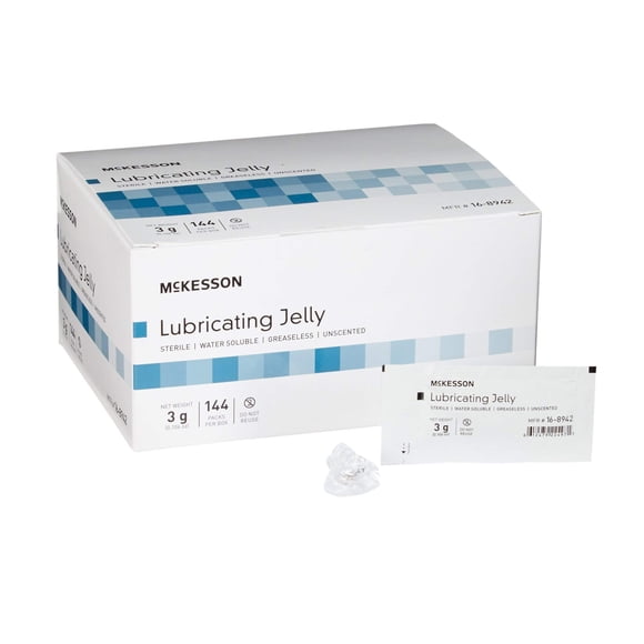 McKesson Lubricating Jelly, 3 g [144 Count] Water Based Non-Sticky Lube, Water Soluble Lubricant Gel - for Surgical, Medical, Personal &acirc;?? Sterile I