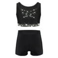 thumbnail image 2 of TiaoBug Kids Girls Dance Outfits Gymnastics Active Tracksuit Sports Yoga Crop Top and Ballet Shorts Set Black 16, 2 of 7