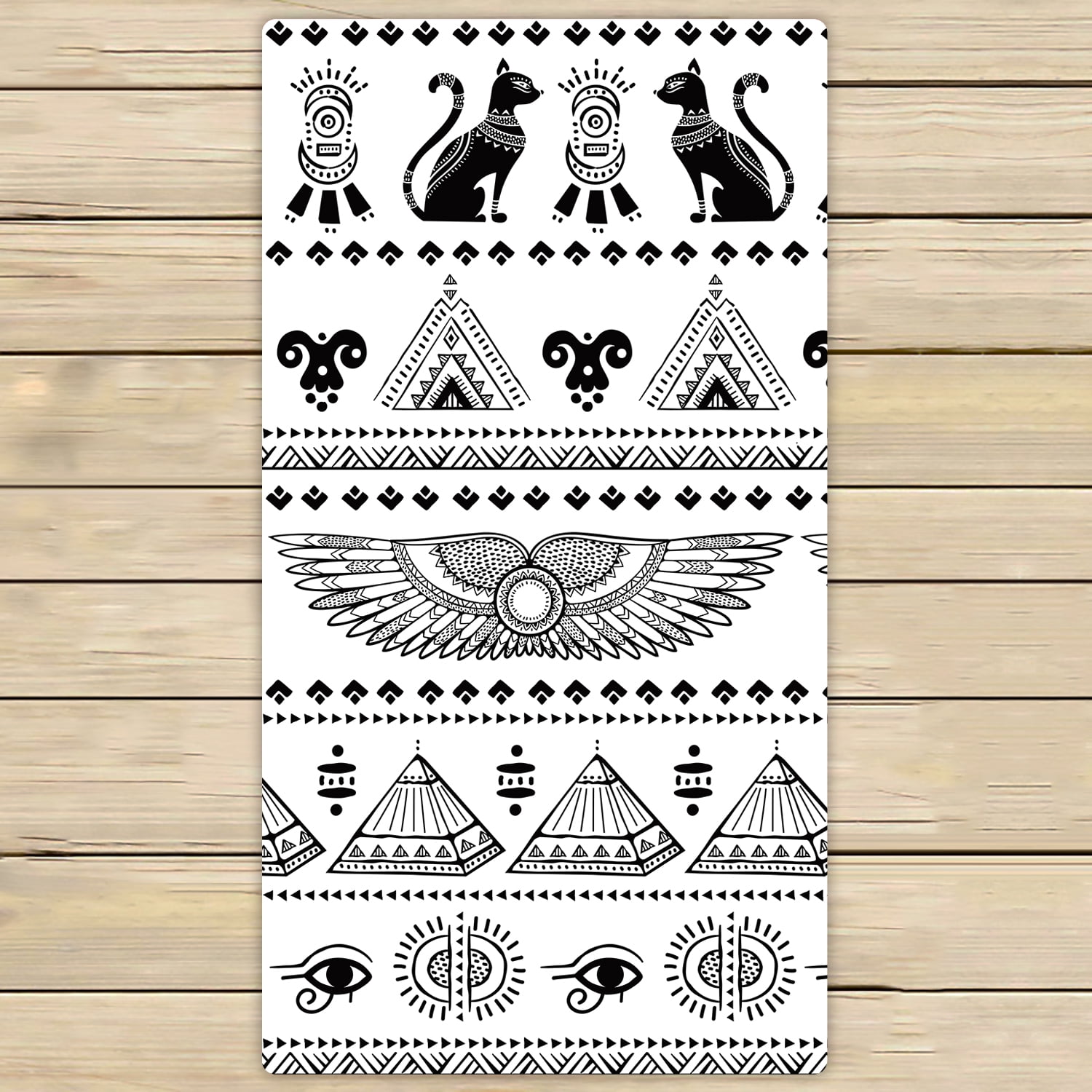 YKCG Black and White Tribal Ethnic Ancient Egypt Hand Towel Beach