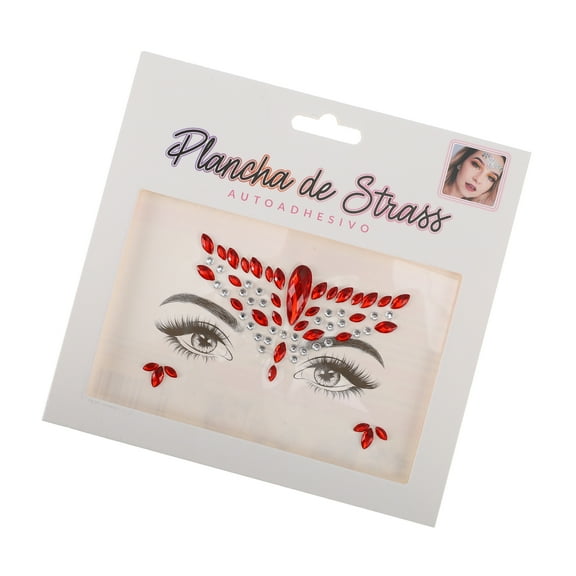 Vocoste 1 Pc Classic Face Rhinestone Stickers for Concert Red