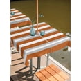 thumbnail image 6 of Burnt Orange Grey Stripe Outdoor Tablecloth with Umbrella Hole, Farmhouse Modern Art Striped Spillproof Waterproof Outdoor Table Cover, Patio Tablecloths for Party/Garden/Picnic, Square 60"x60", 6 of 9