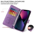 thumbnail image 3 of For iPhone 17 Embossed Butterfly Flowers With Card Slots And A Cash Compartment Shockproof Kickstand Flip Leather Phone Case,Purple,For iPhone 17, 3 of 7