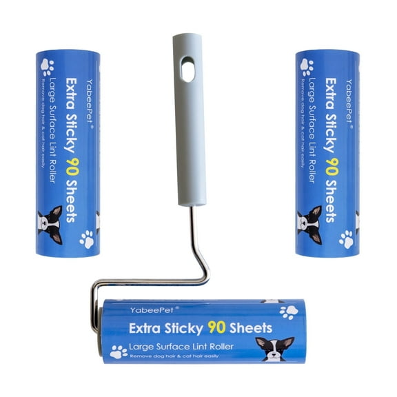 YabeePet Lint Roller, Large Surface Pet Hair Remover, 90 Sheets, 6.3 inch Width, Includes 1 Roller & 2 Refills