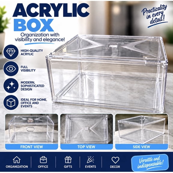 10 Pack Shoe Boxes Stackable, Storage Boxes with Clear Magnetic Door,Multifunctional Sneaker Organizer Fit up to US Size 12 (13.8”x 9.84”x 7.1”)