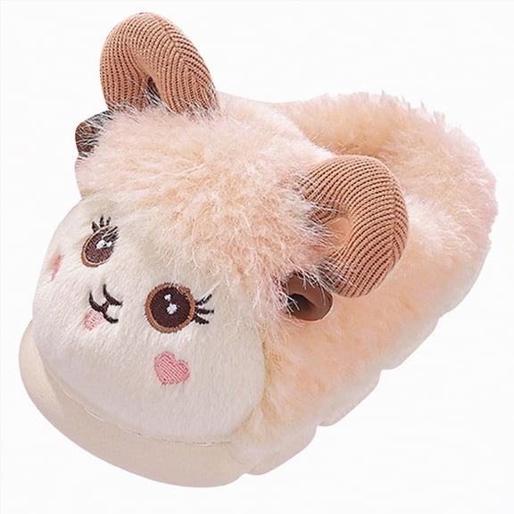 HCNTES Baby Kids Toddler Slippers Boys Girls Cute Design House Shoes Non Slip Warm Soft Fall Winter Fuzzy Indoor Slipper(Pink,13)