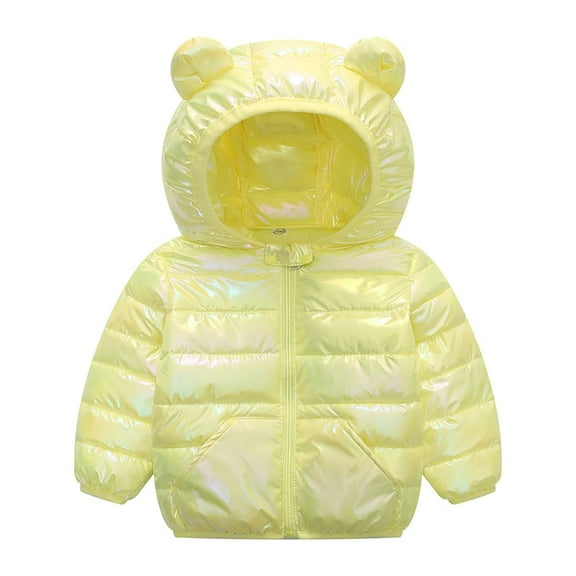 Kogui Boys Winter Jacket Baby Girls Boys' Winter Fleece Jackets with Hooded Toddler Cotton Dress Warm Lined Coat Outer Clothing Size 4T 5T (Yellow,4-5 Years)