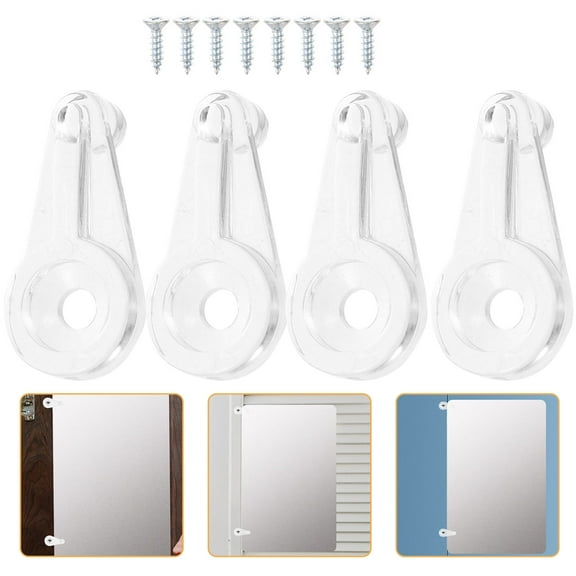 HEMOTON 100 pcs Cabinet Door Mirror Clips Glass Panel Retainer Clips Mirror Clips with Screws