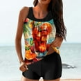 thumbnail image 2 of Enjoytime 2 Piece Swimsuit for Women Bathing Suits Tummy Control Vintage Printing Tankini Top with Boyshorts Summer Athletic Ladies Swimwear, 2 of 5