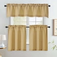thumbnail image 6 of OVZME 24 Inch Gold Kitchen Curtains, Light Filtering Faux Linen Short Tier Drapes, Textured Cafe Curtains for Small Windows/Bathroom/RV, 30"x24", Set of 2, Gold, 6 of 6
