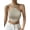 Apricot, variant on Women'S Sleeveless Tie Back Asymmetrical Hem Knitted Halter - Crop Top  L