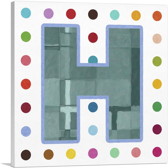 ARTCANVAS Fun Polka Dots Letter H Canvas Art Print - Size: 12" x 12" (0.75" Deep)