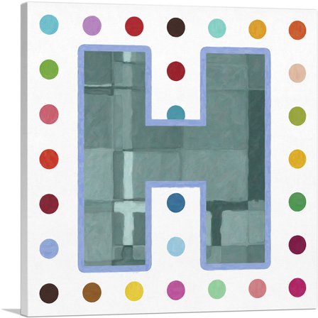 ARTCANVAS Fun Polka Dots Letter H Canvas Art Print - Size: 12" x 12" (0.75" Deep)