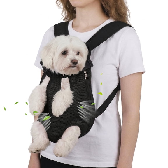 Upgraded Dog Carrier Backpack,Breathable Mesh,Portable Foldable Cat Carrier Sling for Hiking Camping,Adjustable Legs Out Pet Front Carriers Travel Bag for Small Dogs,Puppy,Cat,Rabbit,Black