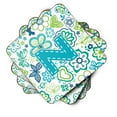 thumbnail image 2 of Carolines Treasures CJ2006-ZFC Letter Z Flowers And Butterflies Teal Blue Foam Coasters- Set Of 4, 2 of 3