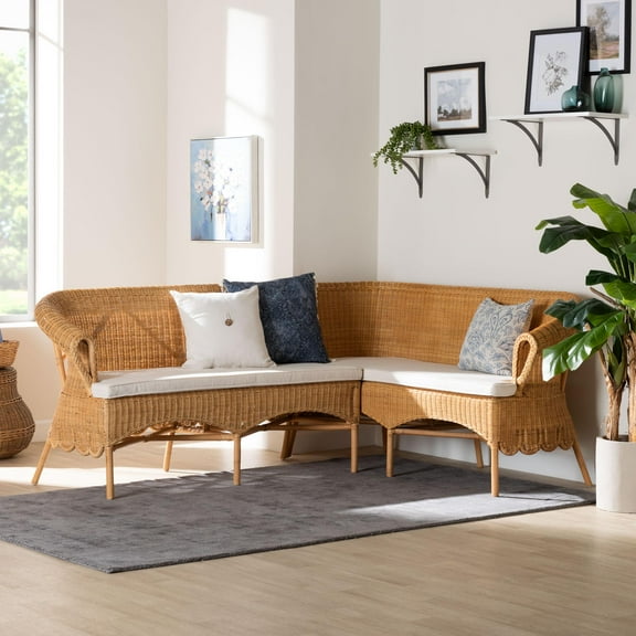 bali & pari Tamara Boho Dining Nook Bench Set, 2-Piece, Light Honey