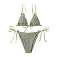 thumbnail image 4 of 2 Pcs/Set Summer Bikini Set Solid Color Spaghetti Strap Hoop Classic Women Swimsuit for Water Sports, 4 of 4