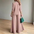 thumbnail image 5 of Women’s Office 2 Piece Set, V Neck Long Sleeve Top and Wide Leg Pants Elegant Outfit, 5 of 6