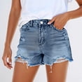 thumbnail image 2 of Jean Shorts Womens 2026 Summer High Waist Washed Blue Ripped Distressed Frayed Hem Denim Shorts, 2 of 6
