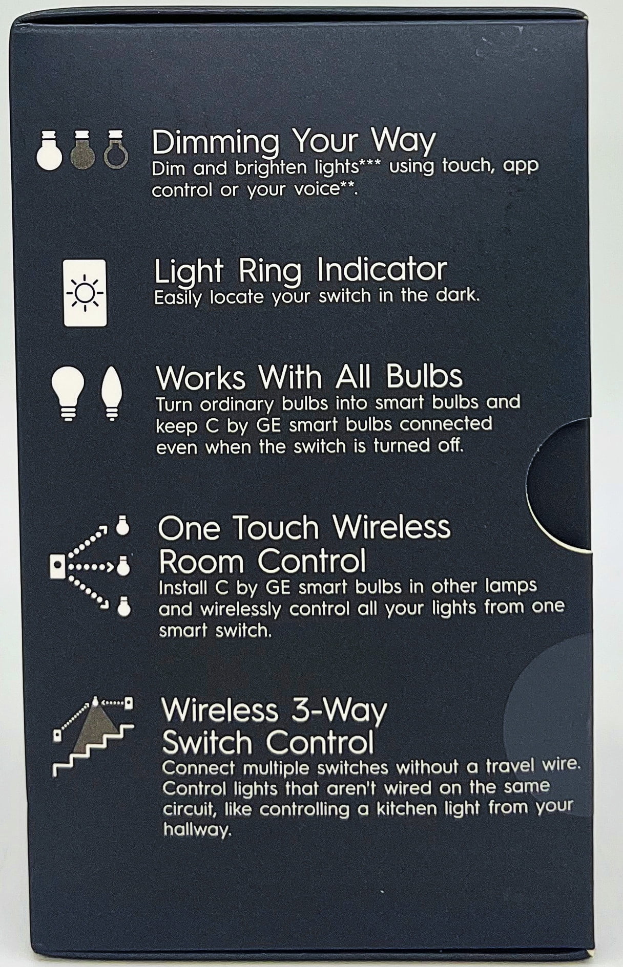 (Pack of 2) GE Smart Dimmer Light Switch, C by GE, Cync, Wire-Free, Battery-Powered, Bluetooth and Wi-Fi Enabled
