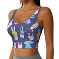 thumbnail image 2 of Fotbe Cartoon Rabbit Sujetador Deportivo Largo sin Aros para Mujer con Almohadillas y Soporte Medio, Transpirable y Absorbente, Camiseta Tipo Chaleco o Tank Top-Large, 2 of 8