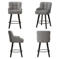 thumbnail image 6 of MultiHaven 26.2-Inch Bar Stools Set of 4,Swivel Counter Height Bar Stool with Plaid Back & Armrests,Solid Wood Legs FabricKitchen Chairs for Bar,Cafe - Mid Grey, 6 of 9