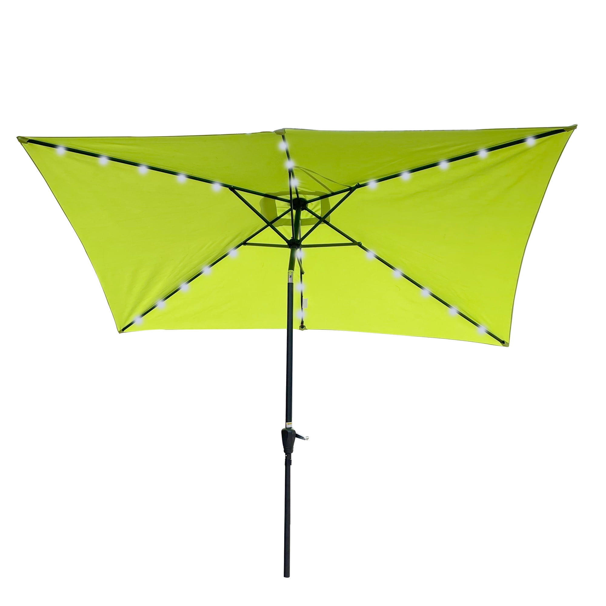 Royard Oaktree 10FT Patio Offset Umbrella w/Solar LED Lights Rectangular Outdoor Cantilever Hanging Umbrella w/Crank UV Protection Sun Shade for Market Garden Lawn Backyard Poolside,Lime Green