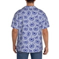 thumbnail image 3 of Xecao Blue And White Flowers Men's Casual Short-sleeved Shirt, a button-up collared shirt with a pocket-Large, 3 of 5