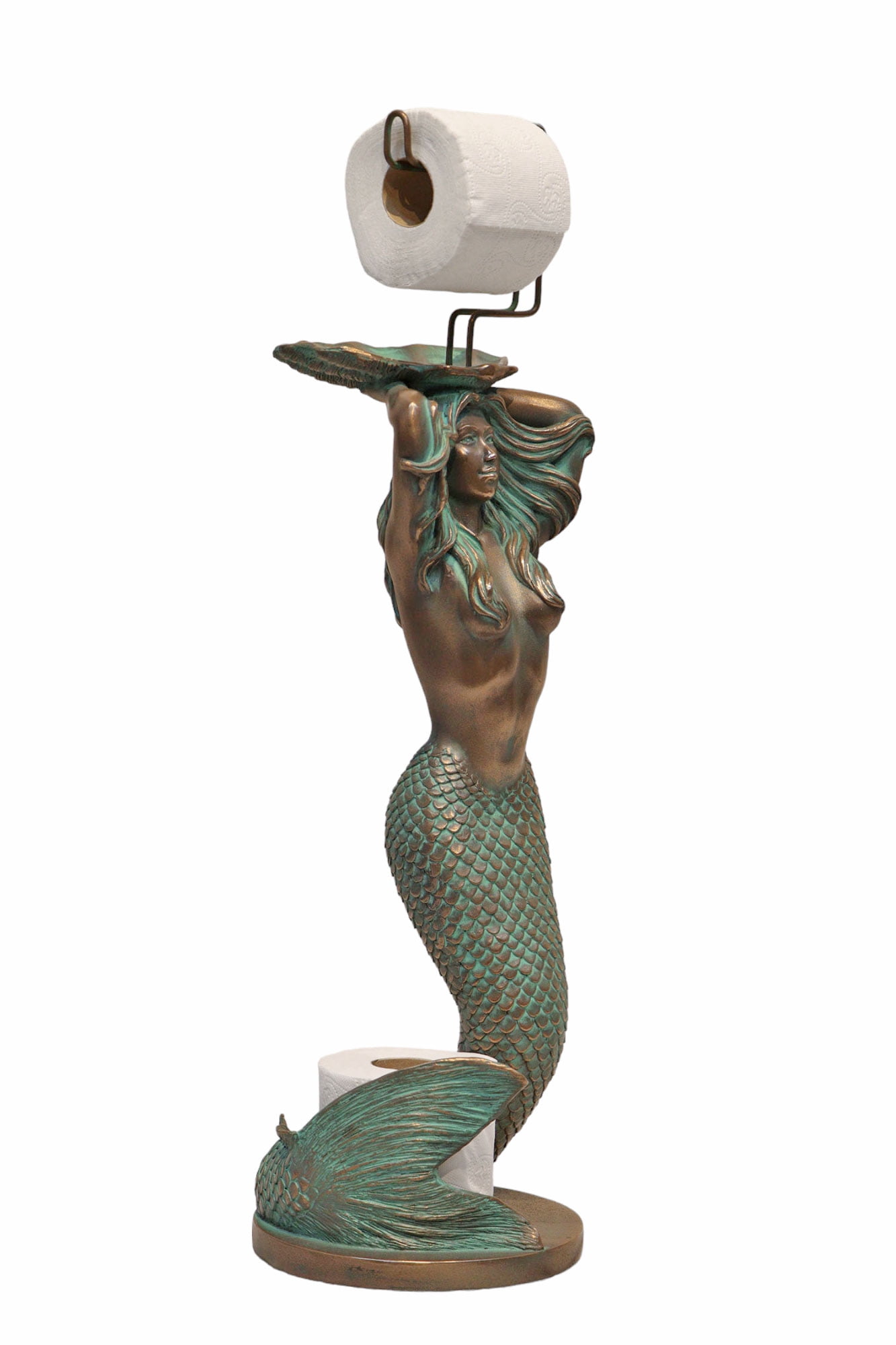 Mermaid Toilet Paper Holder Verde Bronze