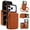 Brown, variant on Crossbody Wallet Case for iPhone 17 Pro Max, RFID Blocking Zipper Handbag Purse Flip Cover, Kickstand Folio Case Card Slots Holder Wrist Strap Lanyard
