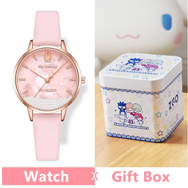Sanrio Cinnamoroll Girls Student Watch Waterproof Fashion Temperament Rhinestone Quartz Watch Children Gifts heqiyong LED