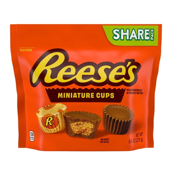REESE'S Miniatures Milk Chocolate Peanut Butter Cups, Candy Share Pack, 9.6 oz