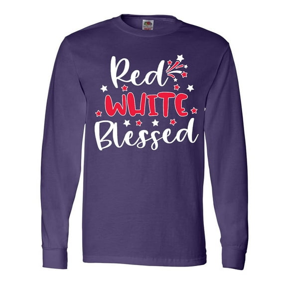 Inktastic 4th of July Red White Blessed Fireworks Long Sleeve T-Shirt