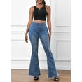 thumbnail image 2 of HOTAPEI Flare Jeans for Women Elastic Waist Ripped Jeans Raw Hem Bell Bottom Denim Pants, 2 of 5